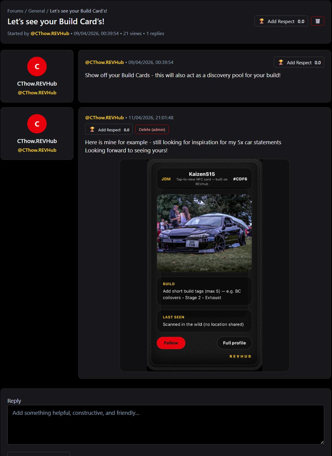 UPLOAD YOUR BUILD CARD!